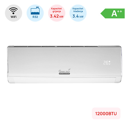 Klima uređaj 12000BTUGreen Tech, 3.4kW, A++, R32, -15°C ~ 53°C, WiFi, bijela - Slika 4