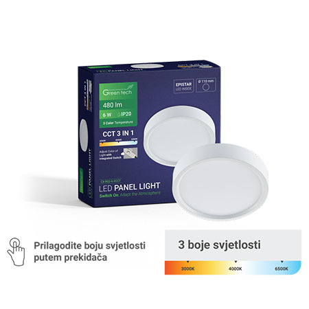 Led panel 6W 3CCT Nagradni Okrugli Green Tech