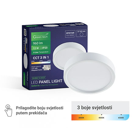 Led panel 12W 3CCT Nagradni Okrugli Green Tech