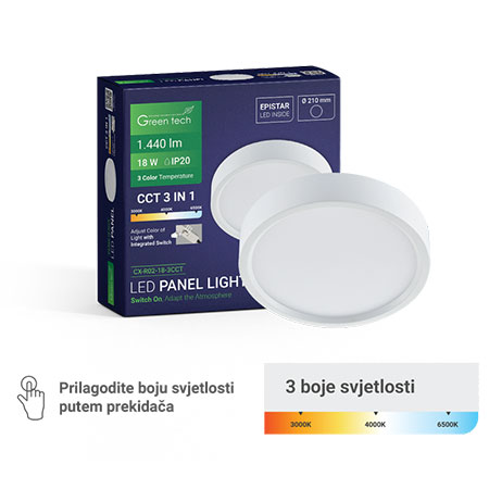 Led panel 18W 3CCT Nagradni Okrugli Green Tech