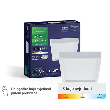 Led panel 12W 3CCT Nagradni Kvadratni Green Tech