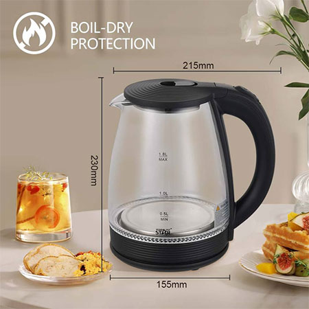 Kuhalo za vodu Winning Star ST-6042, 1.8L, 1500W, staklo - Slika 3