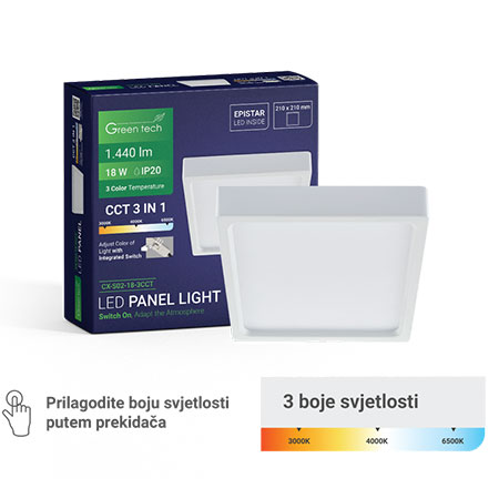 Led panel 18W 3CCT Nagradni Kvadratni Green Tech