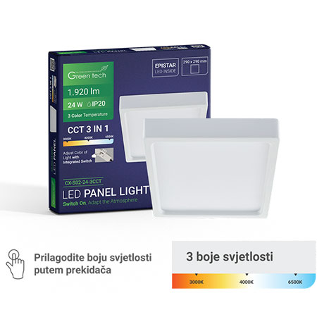 Led panel 24W 3CCT Nagradni Kvadratni Green Tech